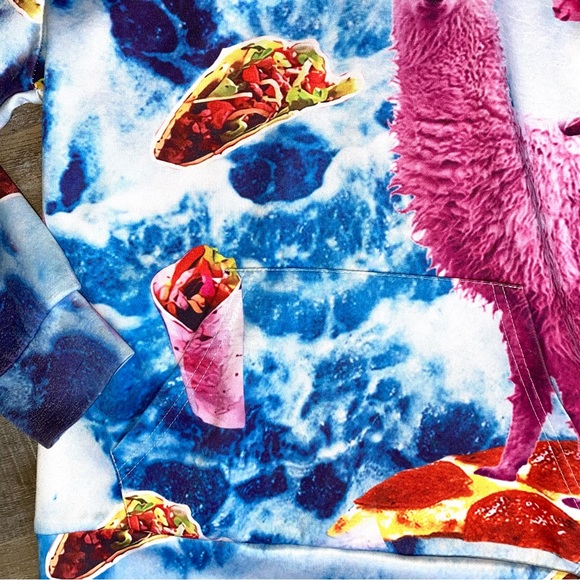 SOLD Pink Laser Kitty Llama Unicorn Pizza Taco Burrito Hoodie Size Youth Medi… - Picture 10 of 11